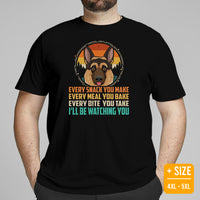 German Shepherd Dog Themed Clothes - Gifts for K9 Dog Moms, Dads & Lovers - Canine Tee Shirts For Humans - I'll Be Watching You T-Shirt - Black, Plus Size