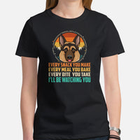 German Shepherd Dog Themed Clothes - Gifts for K9 Dog Moms, Dads & Lovers - Canine Tee Shirts For Humans - I'll Be Watching You T-Shirt - Black, Women