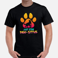 German Shepherd Dog Themed Clothes - Gifts for K9 Dog Moms & Lovers - Funny Canine Tee Shirts For Humans - Just Stay Paw-sitive T-Shirt - Black, Men