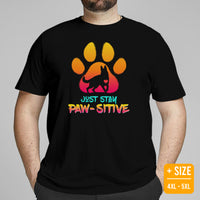 German Shepherd Dog Themed Clothes - Gifts for K9 Dog Moms & Lovers - Funny Canine Tee Shirts For Humans - Just Stay Paw-sitive T-Shirt - Black, Plus Size