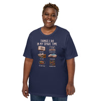 Bookish T-Shirt - Presents, Gift Ideas for Book Lovers, Readers, Bookworms, Librarian - Booklovers Tee - Things I Do In My Spare Time Shirt - Navy, Large Size for Overweight
