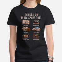Bookish T-Shirt - Presents, Gift Ideas for Book Lovers, Readers, Bookworms, Librarian - Booklovers Tee - Things I Do In My Spare Time Shirt - Black, Women