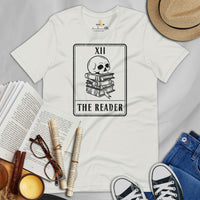 Gift for Book Lover, Book Nerd - The Reader Tarot Card Bookish Shirt for Bookworms, Avid Readers - Embrace the Magic of Books and Tarot - Silver