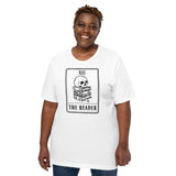 Bookish T-Shirt - Cool Presents, Gift Ideas for Book Lovers, Readers, Bookworms, Librarians - Booklovers Tee - The Reader Tarot Card Shirt - White, Large Size for Overweight