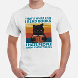 Bookish T-Shirt - Presents, Gift Ideas for Book Lovers, Readers, Bookworms, Librarians - I Read Books, Hate People & I Know Things T-Shirt - White, Men