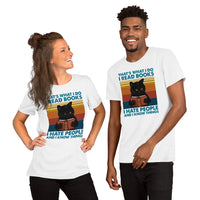 Bookish T-Shirt - Presents, Gift Ideas for Book Lovers, Readers, Bookworms, Librarians - I Read Books, Hate People & I Know Things T-Shirt - White, Unisex
