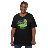 Bookish Dinosaur T-Shirt - Cool Presents, Gift Ideas for Book Lovers, Readers, Bookworms - Booklovers Tee - Readosaurus Cute Dino T-Shirt - Black, Large Size for Overweight