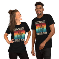 Bookish T-Shirt - Presents, Gift Ideas for Book & Wine Lovers, Readers, Bookworms - I Read Books, I Drink Rum And I Know Things T-Shirt - Black, Unisex