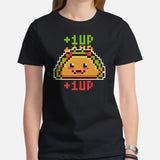 Gift Ideas, Presents For Foodies, Video Game & Junk Food Lovers - Taco Tee Shirt - Cinco De Mayo Fiesta Shirts - Taco Pixel Art T-Shirt - Black, Women