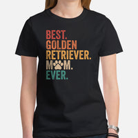 Golden Retriever Dog Themed Clothes & Attire - Gifts for Dog Lovers - Funny Canine Tee Shirts For Humans - Best Goldie Mom Ever T-Shirt - Black, Women