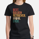 Golden Retriever Dog Themed Clothes & Attire - Gifts for Dog Lovers - Funny Canine Tee Shirts For Humans - Best Goldie Mom Ever T-Shirt - Black, Women