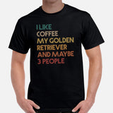 Golden Retriever Dog Themed Clothes - Gift for Dog Moms, Dads & Lover - Canine Tee Shirts For Humans - I Like Coffee & My Goldie Shirt - Black, Men