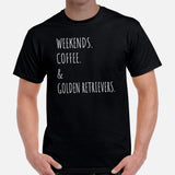 Golden Retriever Dog Themed Clothes - Gift for Dog Moms, Dads & Lover - Canine Tee Shirts For Humans - Weekends, Coffee & Goldies Shirt - Black, Men