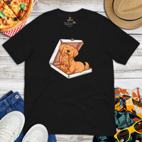 Golden Retriever Dog Themed Clothes - Gifts for Dog Lovers - Canine Tee Shirts For Humans - Cute Puppy Enjoying A Pizza Slice T-Shirt - Black