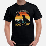 Golden Retriever Dog Themed Clothes - Gifts for Dog Lovers - Canine Tee Shirts For Humans - Easily Distracted By Dogs & Plants T-Shirt - Black, Men