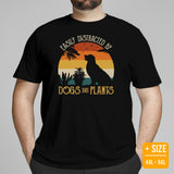 Golden Retriever Dog Themed Clothes - Gifts for Dog Lovers - Canine Tee Shirts For Humans - Easily Distracted By Dogs & Plants T-Shirt - Black, Plus Size