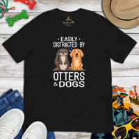Golden Retriever Dog Themed Clothes - Gifts for Dog Lovers - Canine Tee Shirts For Humans - Easily Distracted By Otters & Dogs T-Shirt - Black
