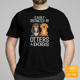 Golden Retriever Dog Themed Clothes - Gifts for Dog Lovers - Canine Tee Shirts For Humans - Easily Distracted By Otters & Dogs T-Shirt - Black, Plus Size