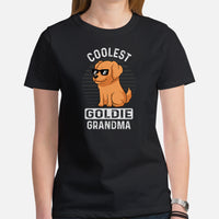 Golden Retriever Dog Themed Clothes - Gifts for Dog Lovers - Funny Canine Tee Shirts For Humans - Coolest Goldie Grandma T-Shirt - Black, Women