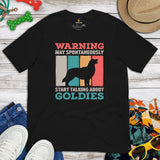 Golden Retriever Dog Themed Clothes - Gifts for Dog Lovers - Funny Canine Tee Shirts For Humans - May Start Talking About Goldies Shirt - Black