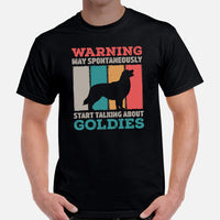 Golden Retriever Dog Themed Clothes - Gifts for Dog Lovers - Funny Canine Tee Shirts For Humans - May Start Talking About Goldies Shirt - Black, Men
