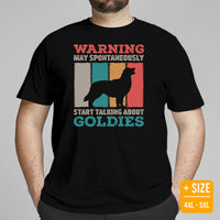 Golden Retriever Dog Themed Clothes - Gifts for Dog Lovers - Funny Canine Tee Shirts For Humans - May Start Talking About Goldies Shirt - Black, Plus Size