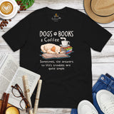 Golden Retriever Dog Themed Clothes - Gifts for Dog Moms, Dads & Lovers - Canine Tee Shirts For Humans - Dogs, Books And Coffee T-Shirt - Black