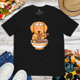 Golden Retriever Dog Themed Clothes - Gifts for Dog Moms, Dads & Lovers - Funny Canine Tee Shirts For Humans - Cute Ramen Noodles Shirt - Black