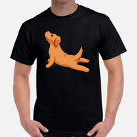 Golden Retriever Dog Themed Clothes - Gifts for Dog Moms, Dads & Lovers - Funny Canine Tee Shirts For Humans - Cute Yoga Pose T-Shirt - Black, Men