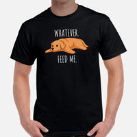 Golden Retriever Dog Themed Clothes - Gifts for Dog Moms, Dads & Lovers - Funny Canine Tee Shirts For Humans - Feed Me Whatever T-Shirt - Black, Men