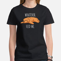 Golden Retriever Dog Themed Clothes - Gifts for Dog Moms, Dads & Lovers - Funny Canine Tee Shirts For Humans - Feed Me Whatever T-Shirt - Black, Women