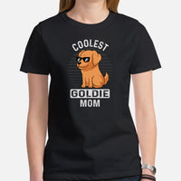 Golden Retriever Dog Themed Clothes - Gifts for Dog Moms & Lovers - Funny Canine Tee Shirts For Humans - Coolest Goldie Mom T-Shirt - Black, Women