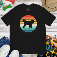Goldendoodle Dog Themed Clothes & Attire - Canine Tee Shirts For Humans - Gifts for Dog Lovers & Owners - Retro Sunset Themed T-Shirt - Black