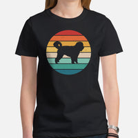 Goldendoodle Dog Themed Clothes & Attire - Canine Tee Shirts For Humans - Gifts for Dog Lovers & Owners - Retro Sunset Themed T-Shirt - Black, Women