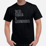 Goldendoodle Dog Themed Clothes & Attire - Canine Tee Shirts For Humans - Gifts for Dog Lovers - Tacos, Tequila And Doodles T-Shirt - Black, Men