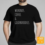 Goldendoodle Dog Themed Clothes & Attire - Canine Tee Shirts For Humans - Gifts for Dog Lovers - Weekends, Coffee And Doodles T-Shirt - Black, Plus Size
