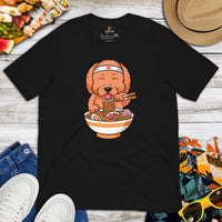 Goldendoodle Dog Themed Clothes, Attire - Canine Tee Shirts For Humans - Gifts for Dog Moms, Dads & Lovers - Cute Ramen Noodles T-Shirt - Black