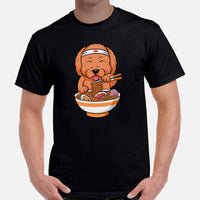 Goldendoodle Dog Themed Clothes, Attire - Canine Tee Shirts For Humans - Gifts for Dog Moms, Dads & Lovers - Cute Ramen Noodles T-Shirt - Black, Men