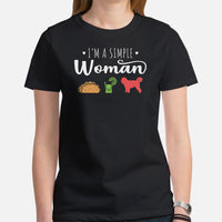 Goldendoodle Dog Themed Clothes & Attire - Canine Tee Shirts For Humans - Gifts for Dog Moms & Lovers - I'm A Simple Woman T-Shirt - Black, Women