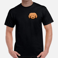 Goldendoodle Dog Themed Clothes & Attire - Funny Canine Tee Shirts For Humans - Gifts for Dog Lovers - Cute Doodle Pixel Art T-Shirt - Black, Men