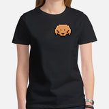 Goldendoodle Dog Themed Clothes & Attire - Funny Canine Tee Shirts For Humans - Gifts for Dog Lovers - Cute Doodle Pixel Art T-Shirt - Black, Women