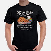 Goldendoodle Dog Themed Clothes & Attire - Funny Canine Tee Shirts For Humans - Gifts for Dog Lovers - Dogs, Books And Coffee T-Shirt - Black, Men