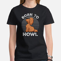 Goldendoodle Dog Themed Clothes, Attire - Funny Canine Tee Shirts For Humans - Gifts for Dog Moms, Dads & Lovers - Born To Howl T-Shirt - Black, Women