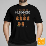 Goldendoodle Dog Themed Clothes - Canine Tee Shirts For Humans - Gifts for Dog Moms, Dads & Lovers - Stubborn Goldendoodle Tricks Shirt - Black, Plus Size
