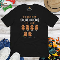Goldendoodle Dog Themed Clothes - Canine Tee Shirts For Humans - Gifts for Dog Moms, Dads & Lovers - Stubborn Goldendoodle Tricks Shirt -Black