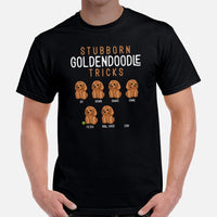 Goldendoodle Dog Themed Clothes - Canine Tee Shirts For Humans - Gifts for Dog Moms, Dads & Lovers - Stubborn Goldendoodle Tricks Shirt - Black, Men