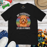 Goldendoodle Dog Themed Clothes - Funny Canine Tee Shirts For Humans - Gifts for Dog Lovers - My Therapist Has Fur And Paws T-Shirt - Black
