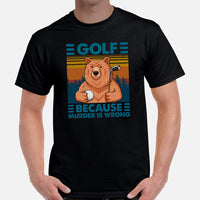 Smokey The Bear Shirt - Vintage Golf Tee - Golf Gifts for Golfers & Golf Lovers - Funny Golf Shirts - Golf Because Murder Is Wrong T-Shirt - Black, Men