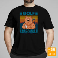 Smokey The Bear Shirt - Vintage Golf Tee - Golf Gifts for Golfers & Golf Lovers - Funny Golf Shirts - Golf Because Murder Is Wrong T-Shirt - Black, Plus Size