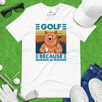 Smokey The Bear Shirt - Vintage Golf Tee - Golf Gifts for Golfers & Golf Lovers - Funny Golf Shirts - Golf Because Murder Is Wrong T-Shirt - White